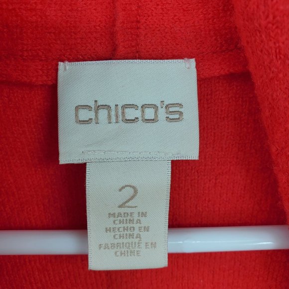 Chico's Trimmed Traci Red and Black Wool Cardigan Sweater Size Large - Picture 3 of 11